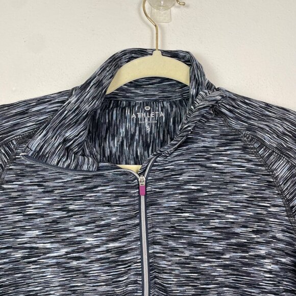 Athleta Womens Heathered Grey Striped Quarter-Zip Pullover Athletic Top Womens S - Picture 3 of 9